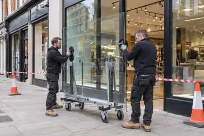 Retail glass replacement at ground level
