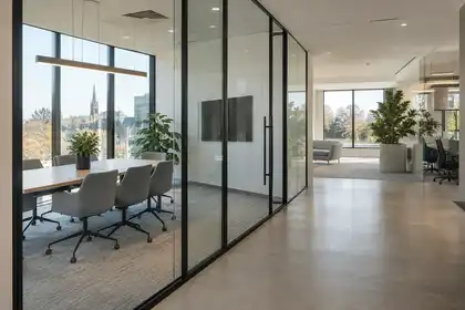 Commercial glazed office partitions