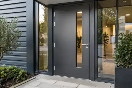 Glazed steel security entrance door