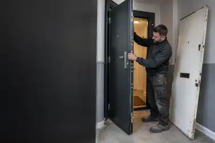 Illustrative Residential Security Doors scene: UK security door installation.